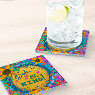 Trendy Fun Kindness Einzigartiger Typ sein freundl Glasuntersetzer