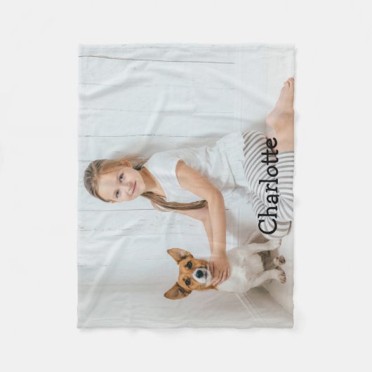 Trendy Fun Modernes Foto Personalisiert Monogram Fleecedecke (Vorderseite)