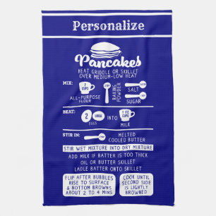 Trendy Fun Pancake Rezept Navy Blue White Geschirrtuch