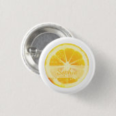 TRENDY FUN YELLOW FRESH CUT LEMON CITRUS OBST BUTTON (Vorne & Hinten)