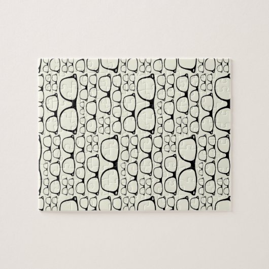 Trendy Funky NerdNerdy Geek-Retro Gläser Puzzle (Horizontal)