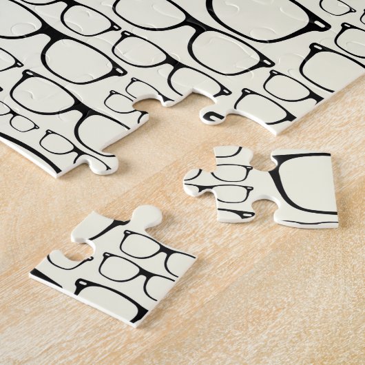 Trendy Funky NerdNerdy Geek-Retro Gläser Puzzle (Seite)