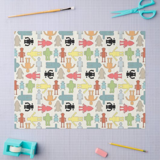 Trendy Funky NerdNerdy Geek-Retro Roboter Seidenpapier (Basteln)