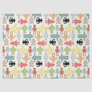 Trendy Funky NerdNerdy Geek-Retro Roboter Seidenpapier