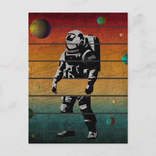 Trendy Funny Astronaut Vintag Space Planet Postkarte (Vorderseite)