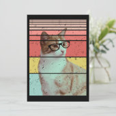 TRENDY FUNNY NIEDLICH CAT VINTAG EINLADUNG (Stehend Vorderseite)