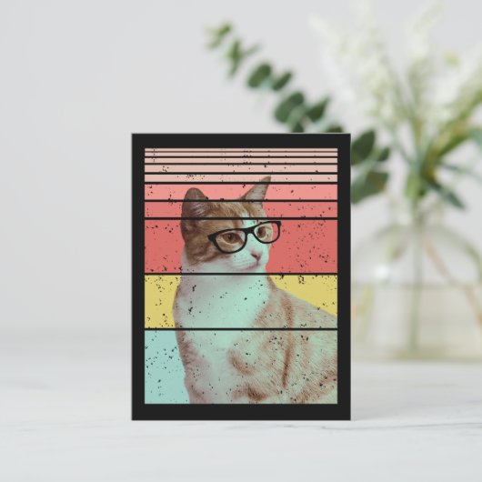TRENDY FUNNY NIEDLICH CAT VINTAG POSTKARTE (Stehend Vorderseite)