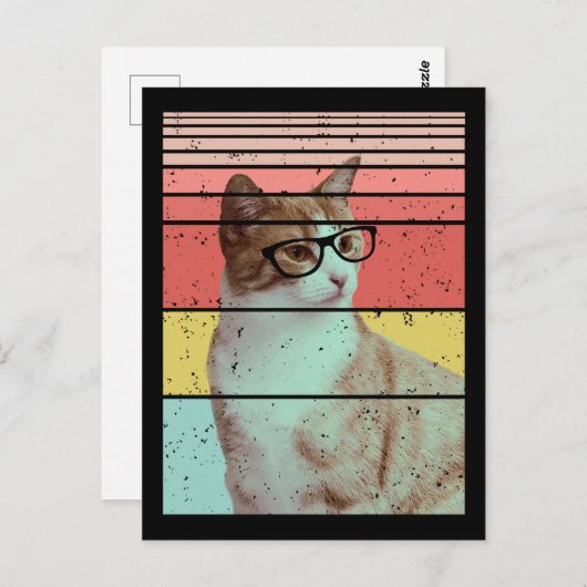 TRENDY FUNNY NIEDLICH CAT VINTAG POSTKARTE (Vorne/Hinten)