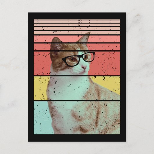 TRENDY FUNNY NIEDLICH CAT VINTAG POSTKARTE (Vorderseite)
