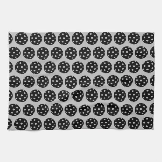 Trendy Funny Pickleball Black and Gray Geschirrtuch (Horizontal)