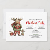 Trendy Funny Reindeer red green festive invite Einladung (Vorderseite)