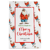 Trendy funny Santa Claus watercolor Christmas  Mittlere Geschenktüte (Vorderseite)