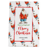 Trendy funny Santa Claus watercolor Christmas  Mittlere Geschenktüte (Rückseite)