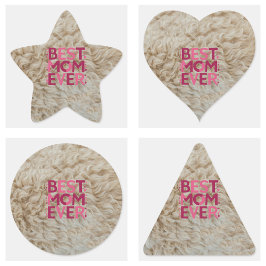 Trendy Furry Beste Mama je Rosa Niedliche Herzen Quadratischer Aufkleber