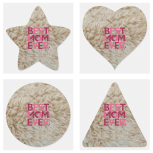 Trendy Furry Beste Mama je Rosa Niedliche Herzen Quadratischer Aufkleber