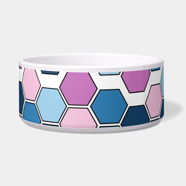 Trendy Futuristic Twilight Blue Pink Hex Muster Napf (Vorderseite)
