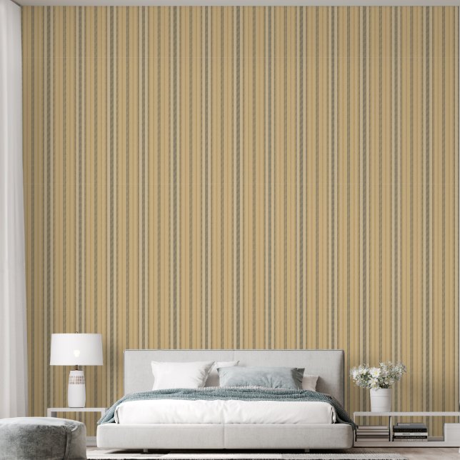 Trendy gelb gestreift tapete (Schlafzimmer)