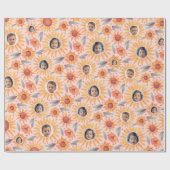 Trendy Gelbe Sonnenblumen Blush Pink 3 Foto Geschenkpapier (Flach)