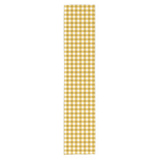 Trendy gelbes und weißes Gingham-Karo-Muster Kurzer Tischläufer