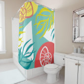 Trendy Geo Nautical Seashells Seaweed Duschvorhang (Beispiel)