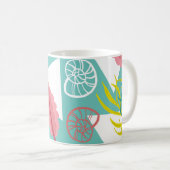 Trendy Geo Nautical Seashells Seaweed | Monogramm Kaffeetasse (VorderseiteRechts)