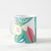 Trendy Geo Nautical Seashells Seaweed | Monogramm Kaffeetasse (Vorderseite Links)