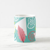 Trendy Geo Nautical Seashells Seaweed | Monogramm Kaffeetasse (Mittel)