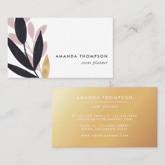 Trendy Geometric Brush Strokes Business Card Visitenkarte (Vorne/Hinten)