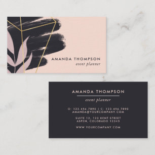 Trendy Geometric Brush Strokes Collage Business Ca Visitenkarte