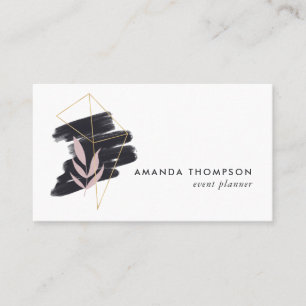 Trendy Geometric Brush Strokes Collage Visitenkarte