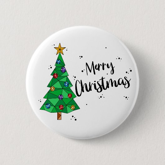 Trendy Geometric Colorful Tree Frohe Weihnachten Button (Vorderseite)