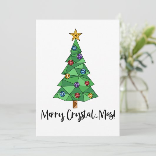 Trendy Geometric Colorful Tree Frohe Weihnachten Einladung (Stehend Vorderseite)