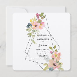 Trendy Geometric Floral Wedding Einladung