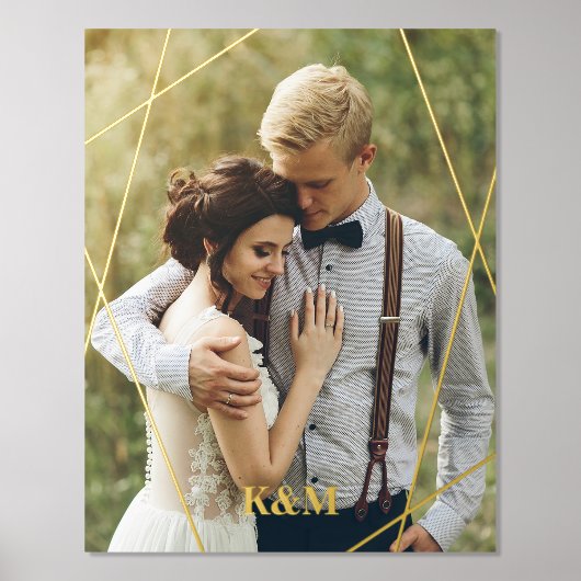 Trendy Geometric Frame Mit Monogramm Foliendrucke (Vorderseite)