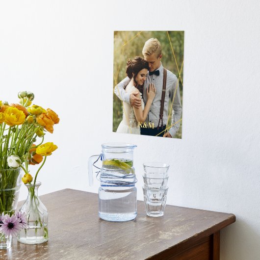 Trendy Geometric Frame Mit Monogramm Foliendrucke (Ablage(Küche))