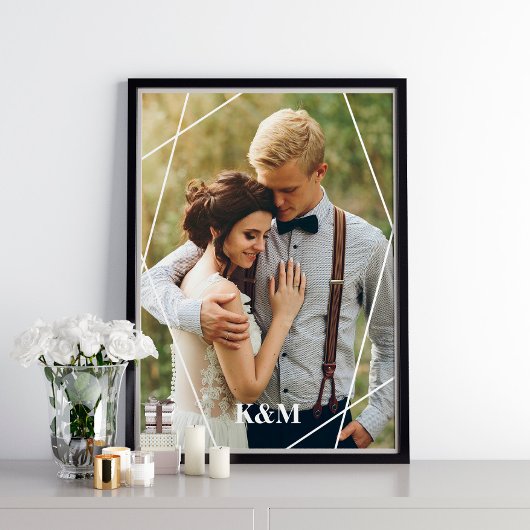 Trendy Geometric Frame und Monogram Poster