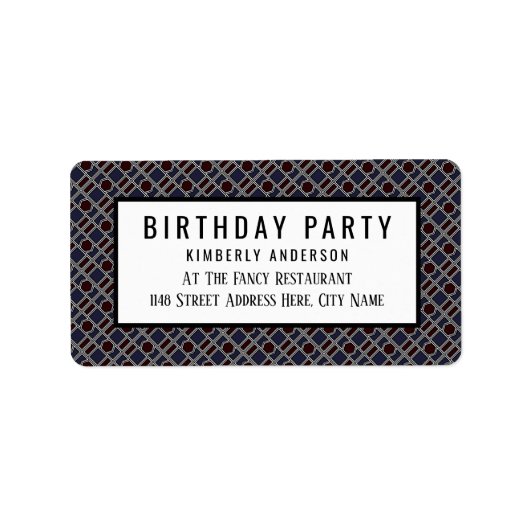 Trendy Geometric Pattern, Modern Birthday Party Adressaufkleber (Vorne)