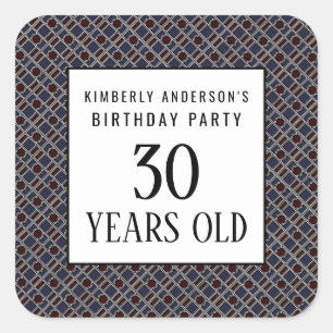 Trendy Geometric Pattern, Modern Birthday Party Quadratischer Aufkleber