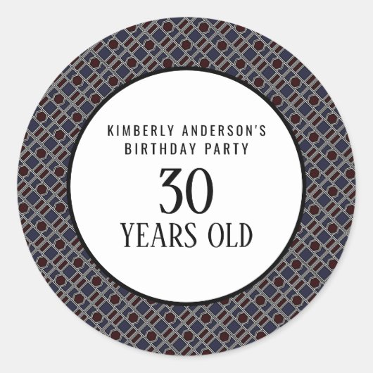 Trendy Geometric Pattern, Modern Birthday Party Runder Aufkleber (Vorderseite)