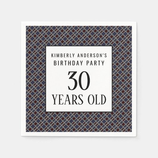 Trendy Geometric Pattern, Modern Birthday Party Serviette (Vorderseite)