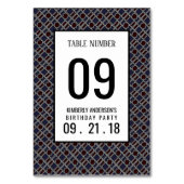 Trendy Geometric Pattern, Modern Birthday Table No Tischnummer (Rückseite)