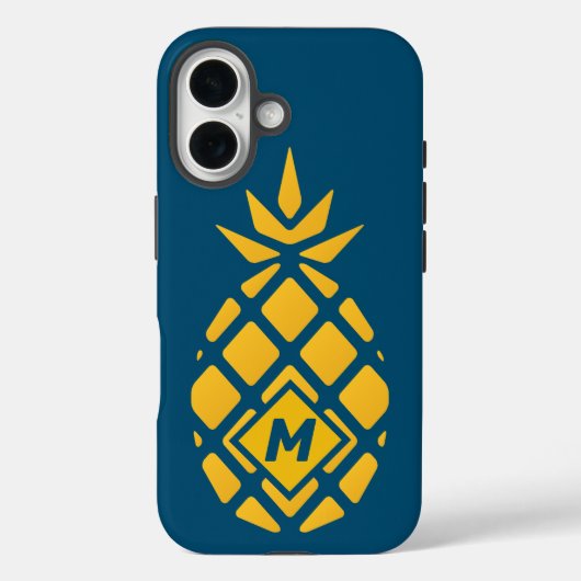 Trendy Geometric PineapBlue Monogram Case-Mate iPhone Hülle (Rückseite)