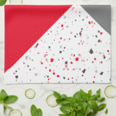 Trendy Geometric Red and Gray Terrazzo Geschirrtuch (Gefaltet)