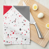 Trendy Geometric Red and Gray Terrazzo Geschirrtuch (Viertel Falte)