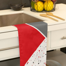 Trendy Geometric Red and Gray Terrazzo