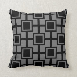 Trendy Geometric Squares Grid| grau Kissen