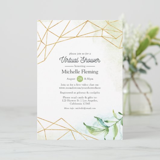 Trendy Geometric Virtual Baby oder Brautparty Einladung (Stehend Vorderseite)