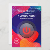 Trendy Geometric Virtual Birthday Party Einladung (Vorderseite)