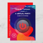 Trendy Geometric Virtual Birthday Party Einladung (Vorne/Hinten)
