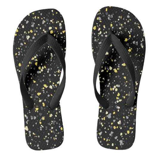 Trendy Geometric Yellow Black Terrazzo Badesandalen (Fußbett)